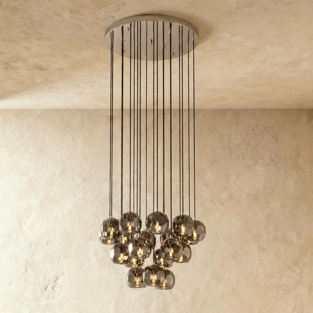 Aurora Cascade Crystal Orb Chandelier With Faceted Glass Spheres