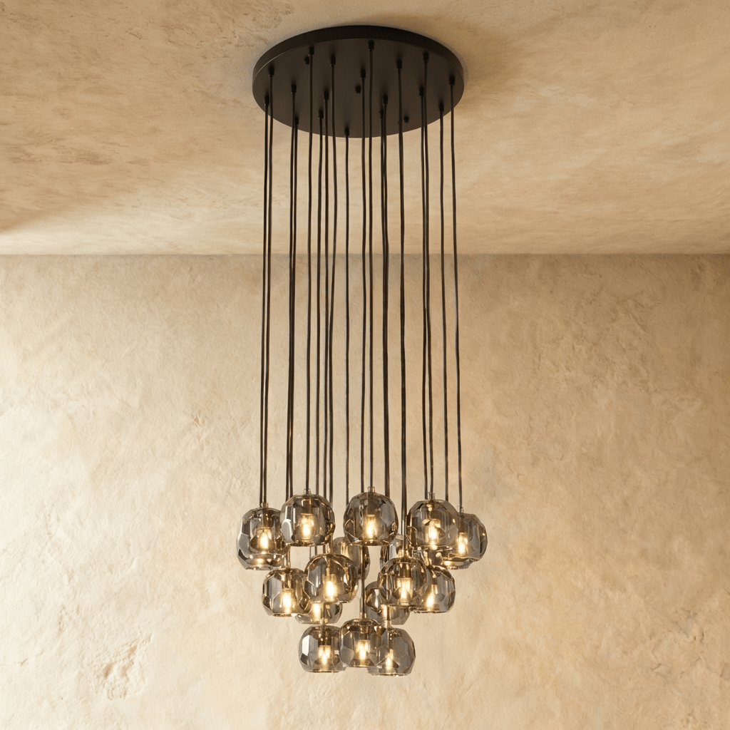 Aurora Cascade Crystal Orb Chandelier With Faceted Glass Spheres
