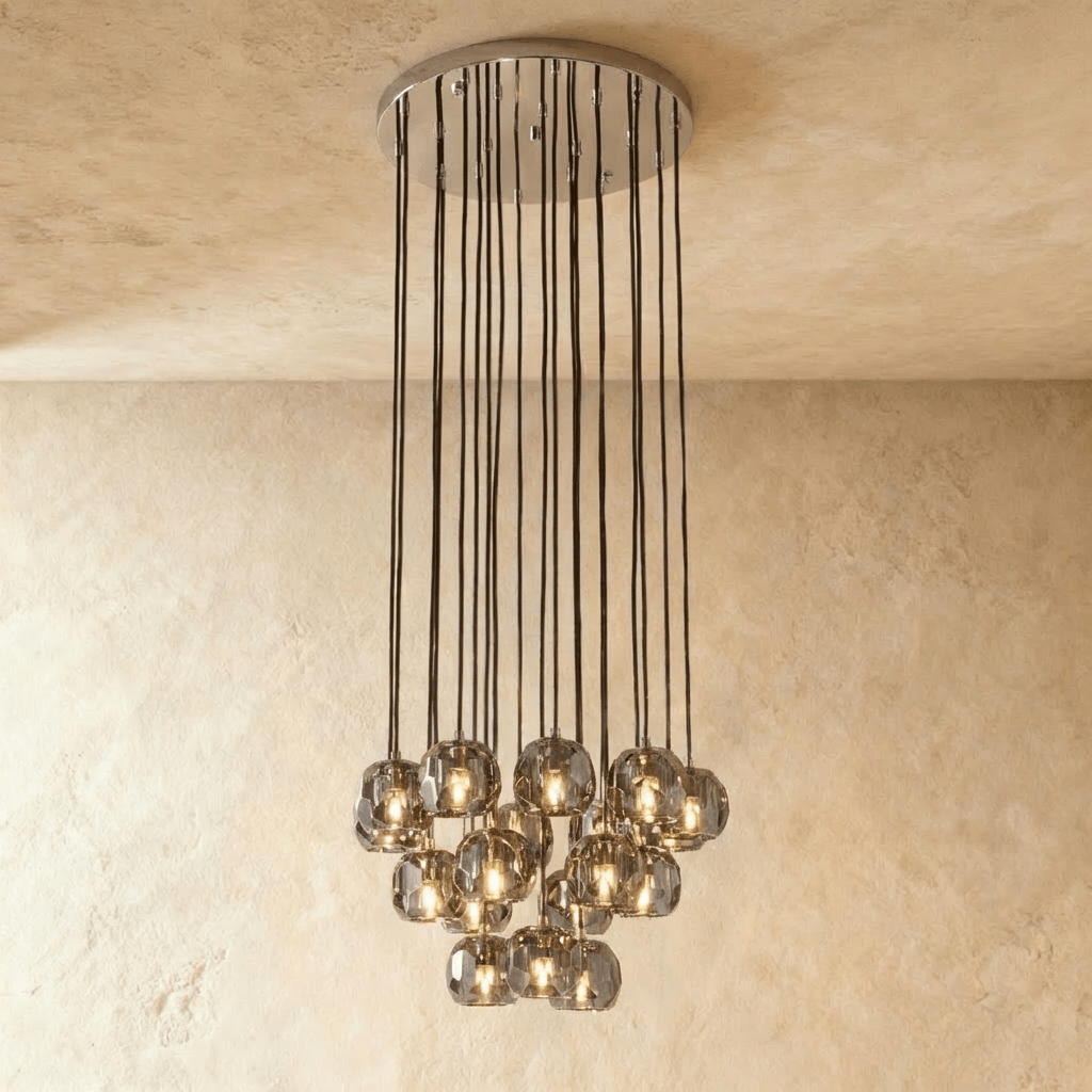 Aurora Cascade Crystal Orb Chandelier With Faceted Glass Spheres