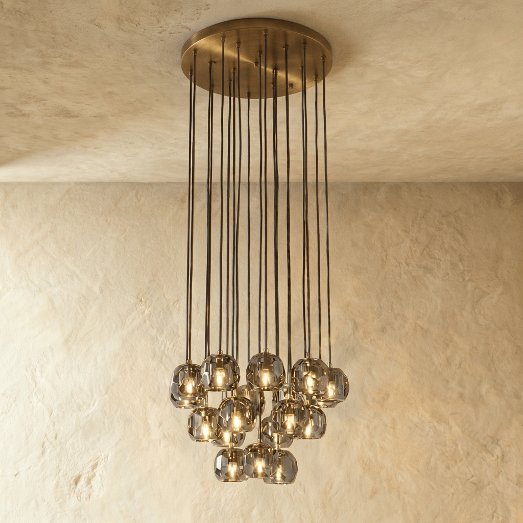 Aurora Cascade Crystal Orb Chandelier With Faceted Glass Spheres