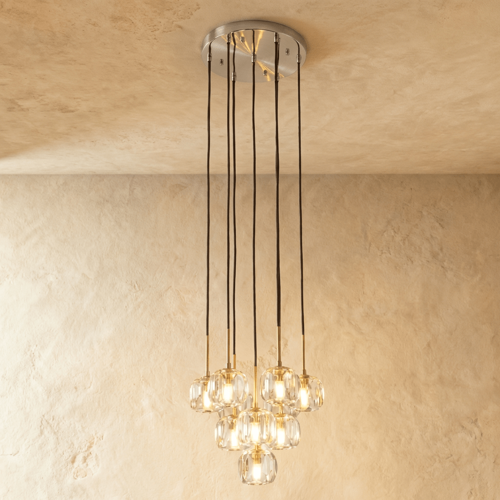 Aurora Cascade Crystal Orb Chandelier With Faceted Glass Spheres