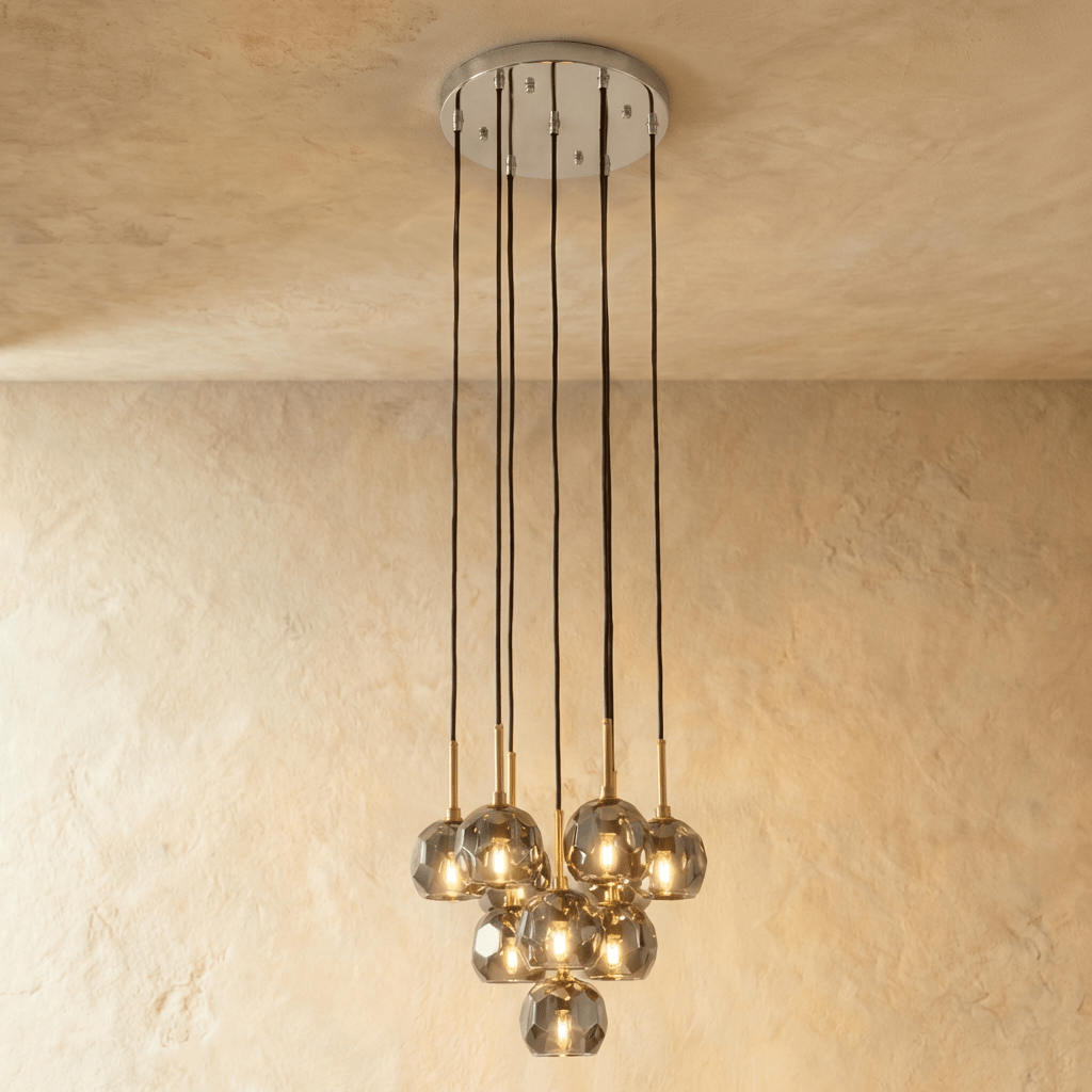 Aurora Cascade Crystal Orb Chandelier With Faceted Glass Spheres
