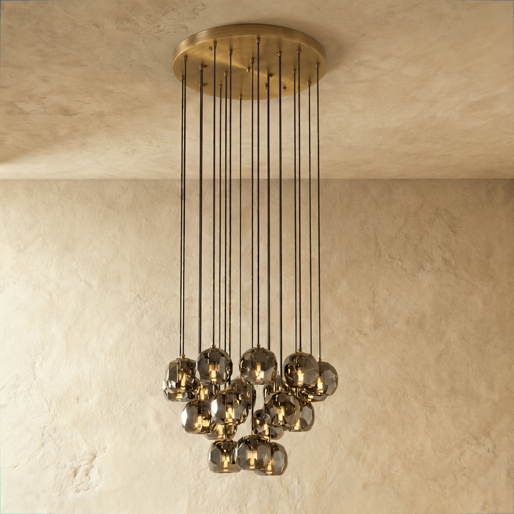 Aurora Cascade Crystal Orb Chandelier With Faceted Glass Spheres