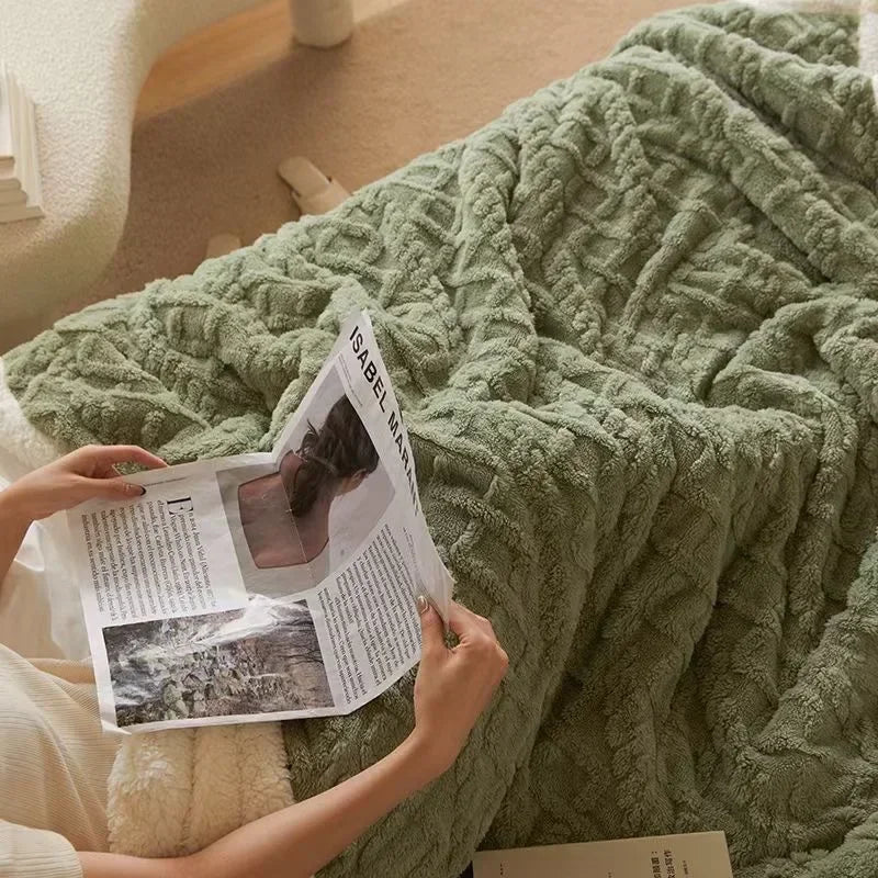 Snowhaven Reversible Wool Blanket, Lambswool & Microfiber Flannel
