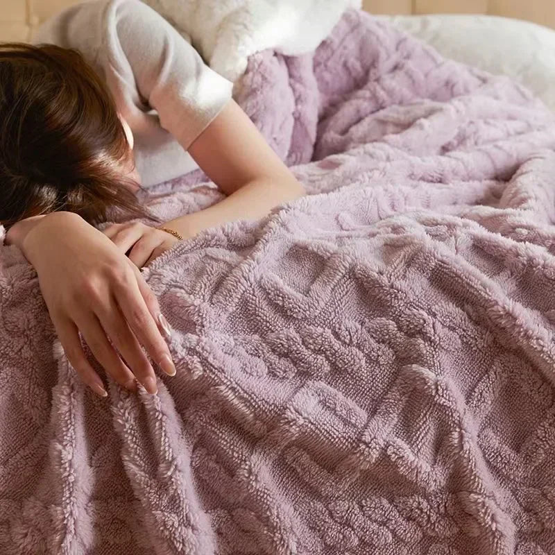Snowhaven Reversible Wool Blanket, Lambswool & Microfiber Flannel