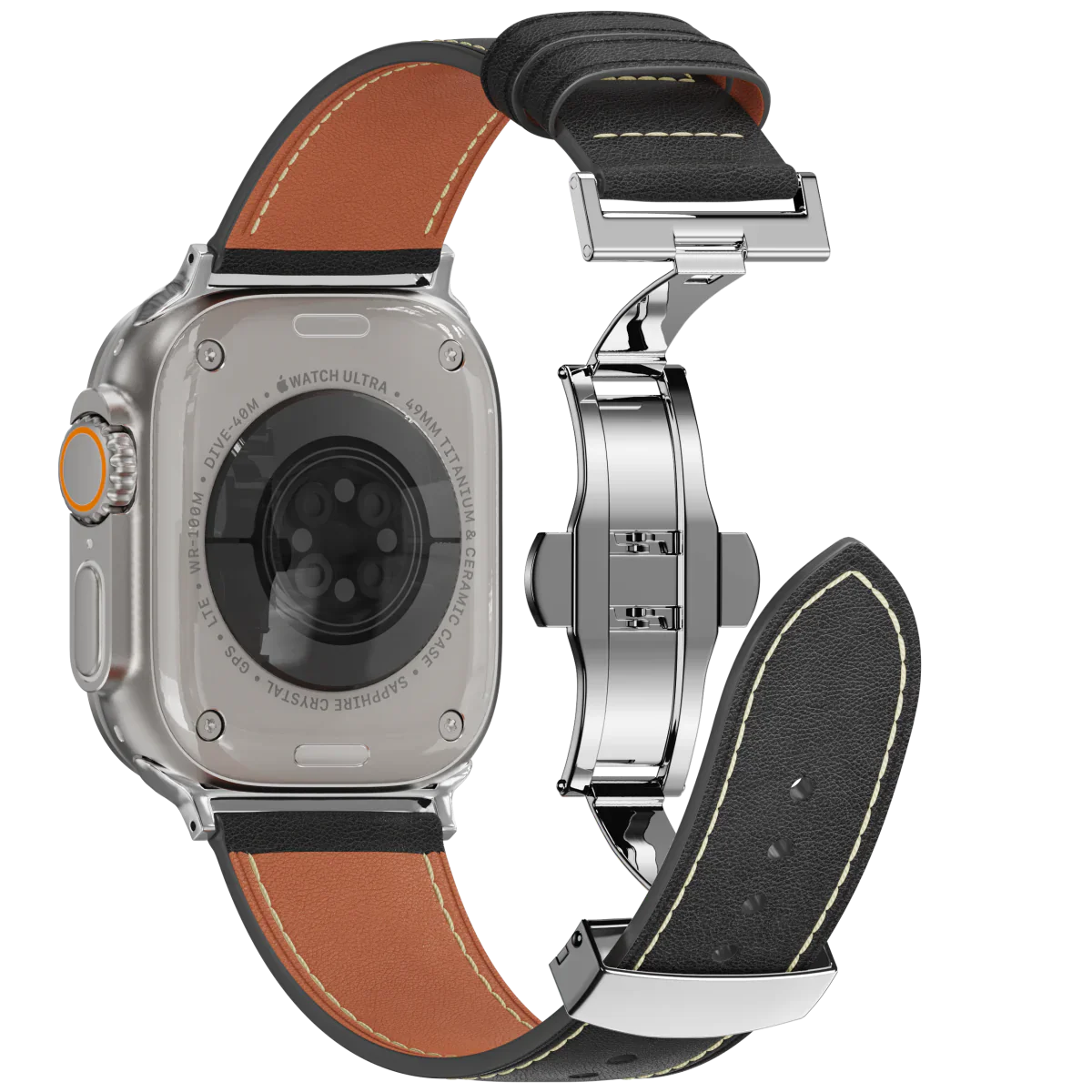 Avelon leren horlogeband voor Apple Watch, vlindersluiting gesp