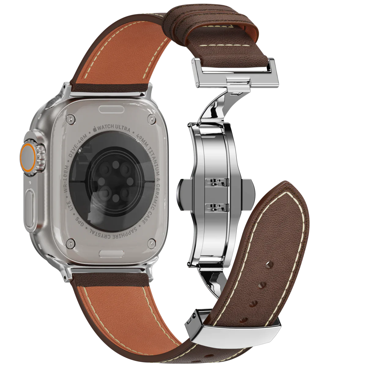 Avelon leren horlogeband voor Apple Watch, vlindersluiting gesp