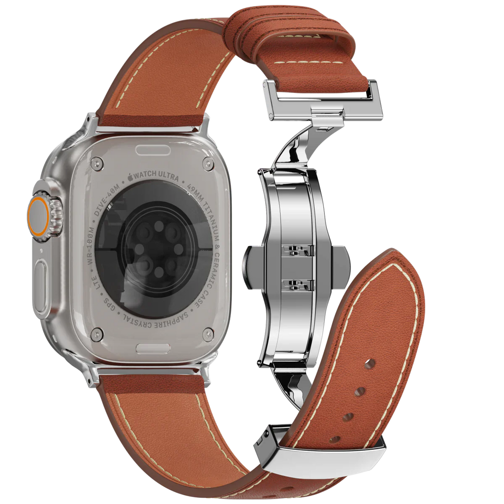Avelon leren horlogeband voor Apple Watch, vlindersluiting gesp