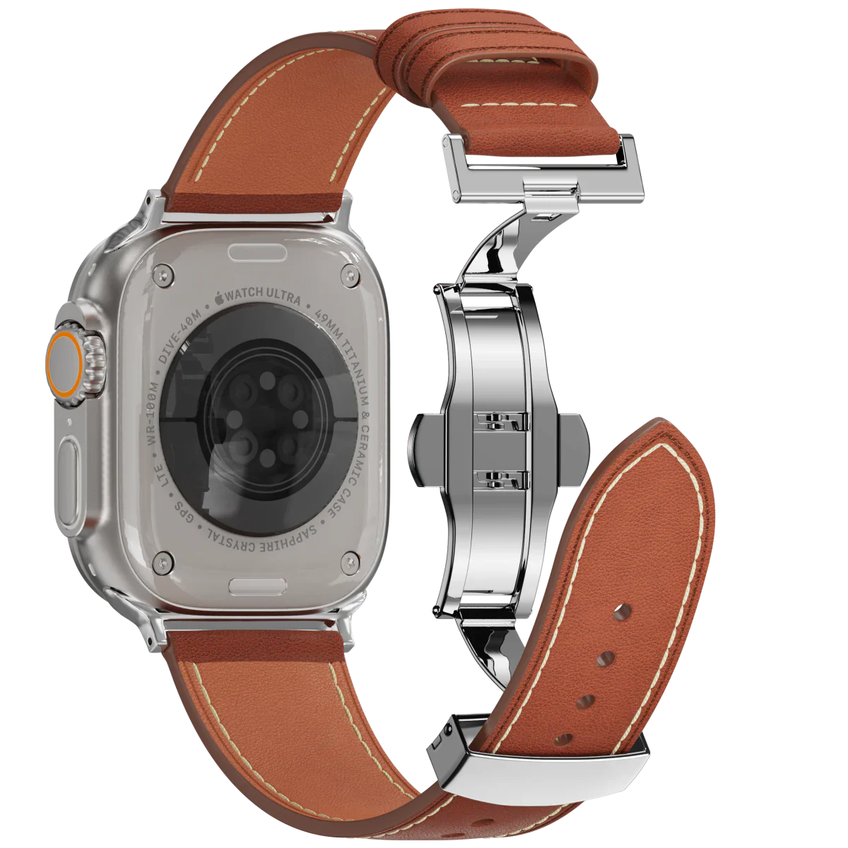 Avelon leren horlogeband voor Apple Watch, vlindersluiting gesp