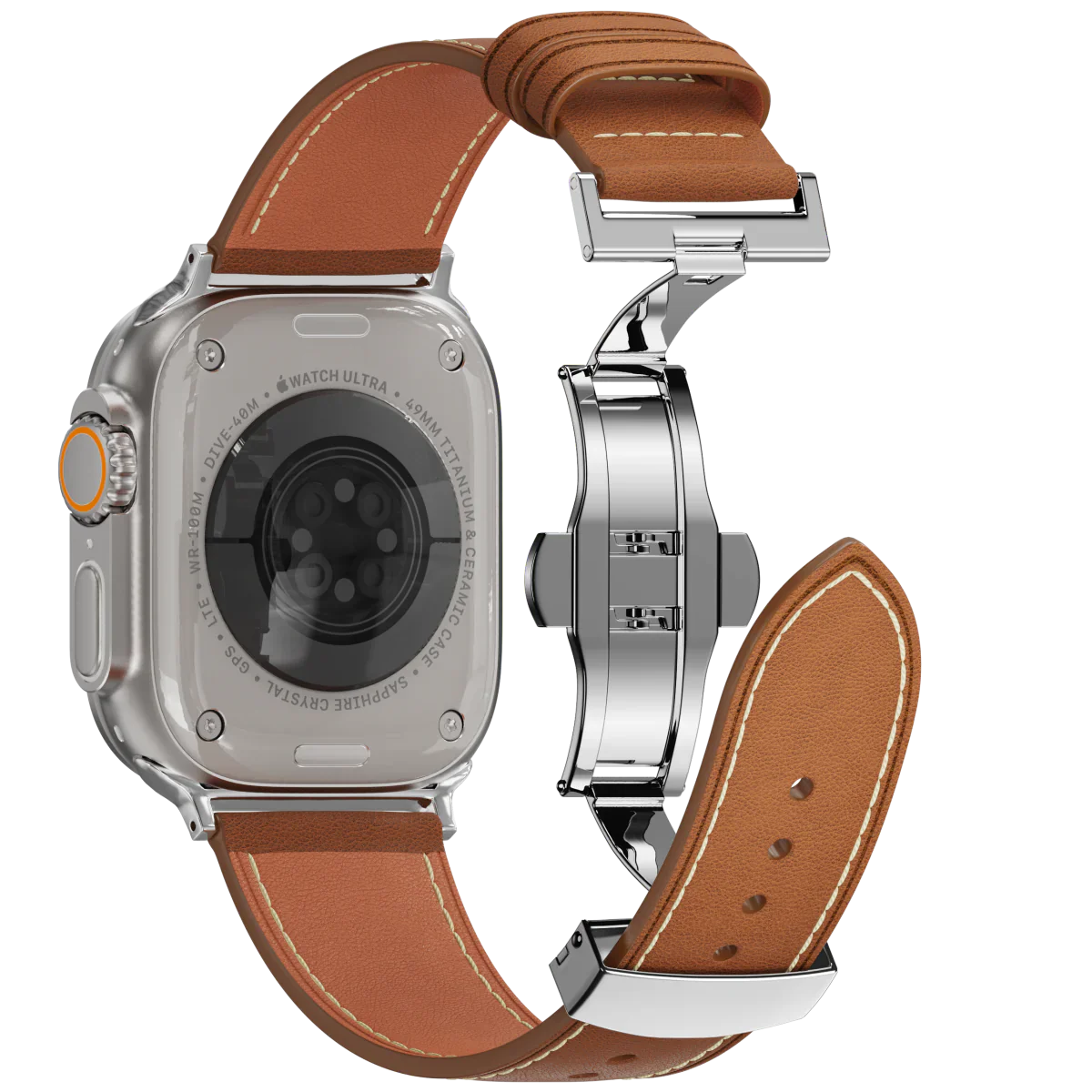 Avelon leren horlogeband voor Apple Watch, vlindersluiting gesp