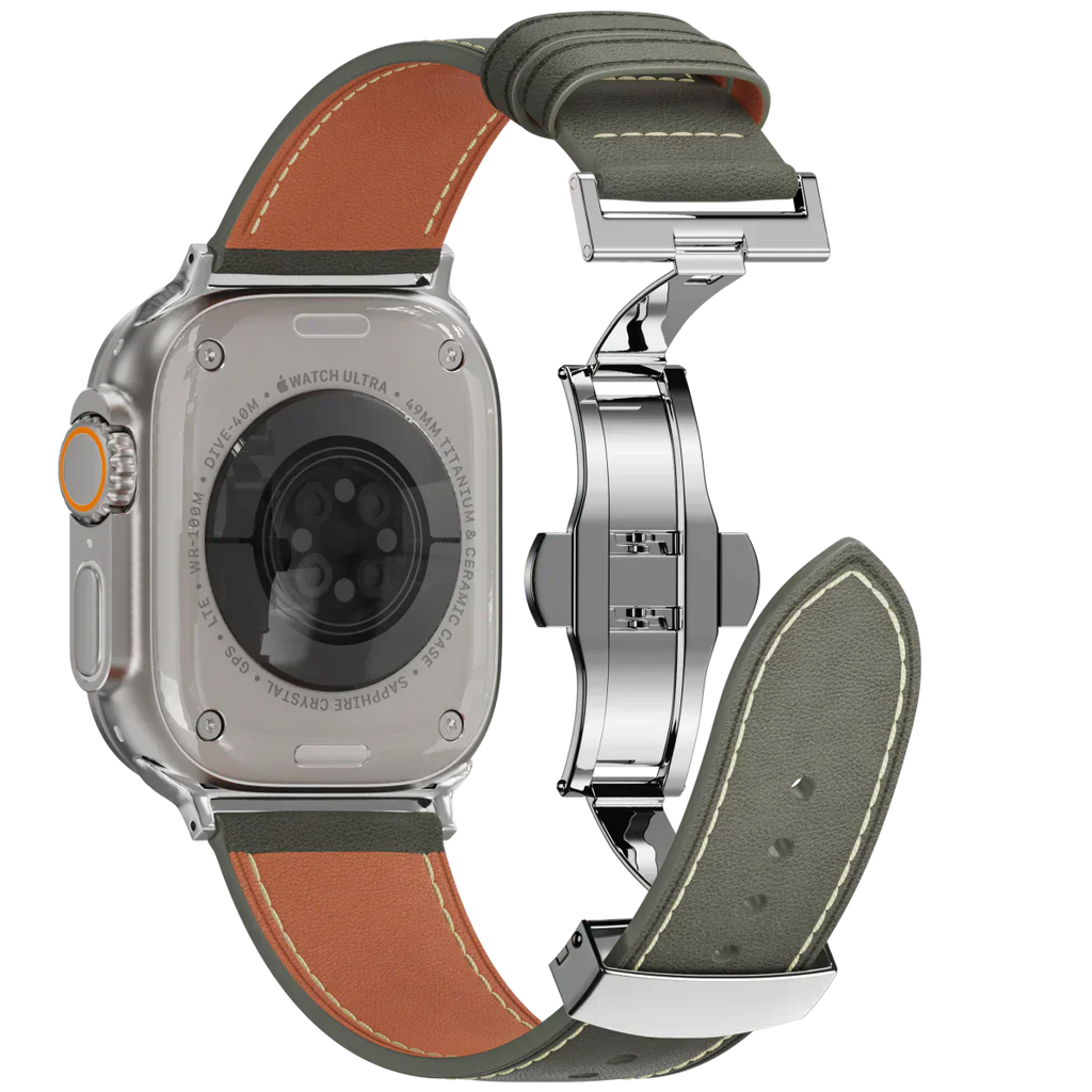 Avelon leren horlogeband voor Apple Watch, vlindersluiting gesp