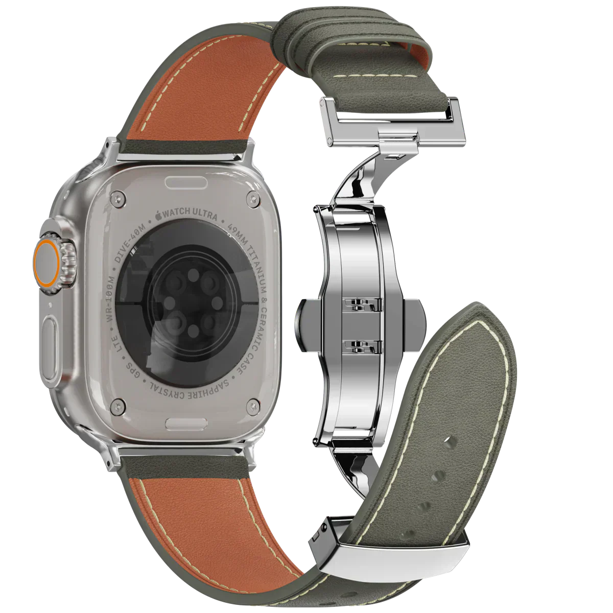 Avelon leren horlogeband voor Apple Watch, vlindersluiting gesp