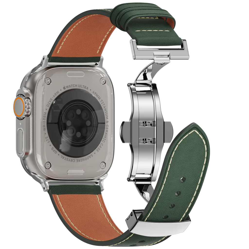 Avelon leren horlogeband voor Apple Watch, vlindersluiting gesp