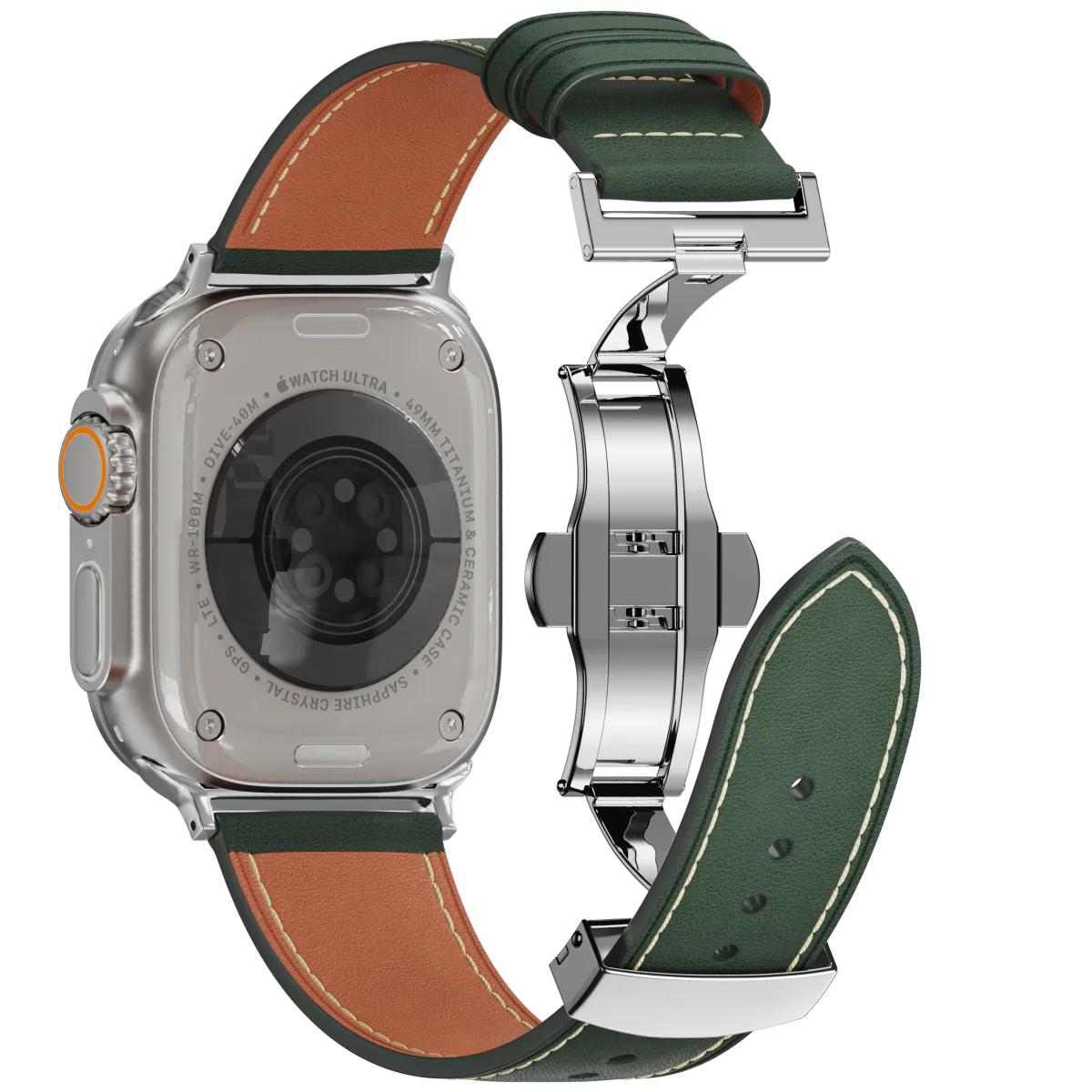 Avelon leren horlogeband voor Apple Watch, vlindersluiting gesp