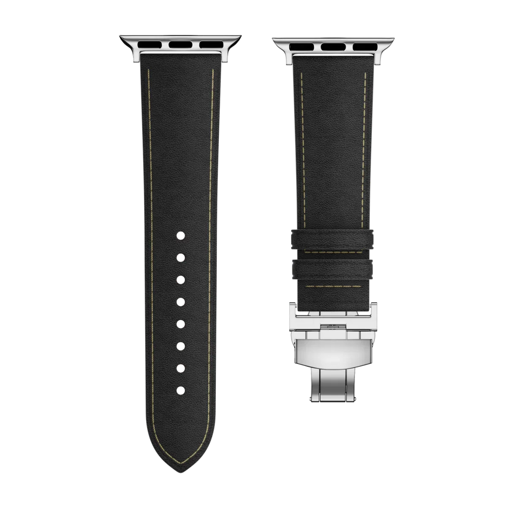 Avelon leren horlogeband voor Apple Watch, vlindersluiting gesp