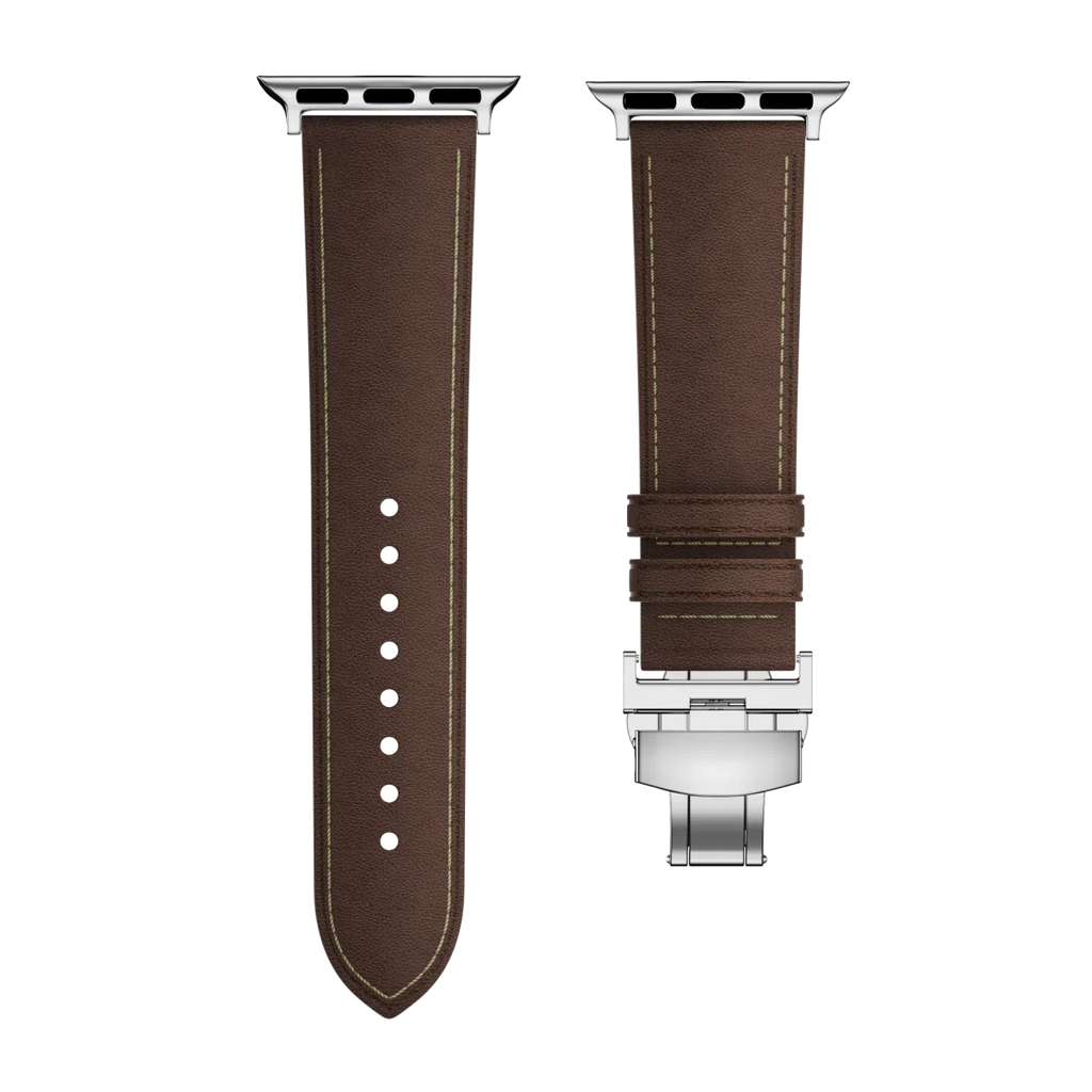 Avelon leren horlogeband voor Apple Watch, vlindersluiting gesp