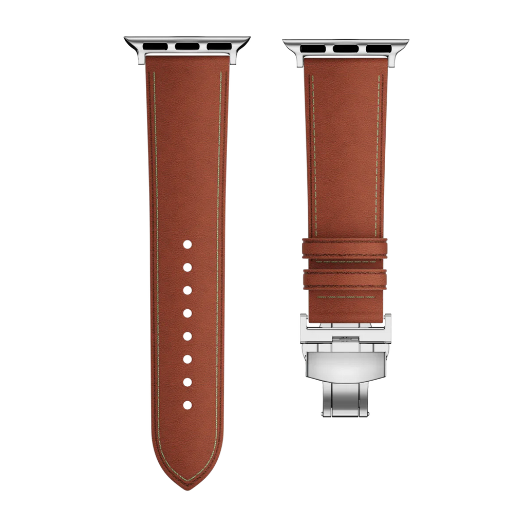 Avelon leren horlogeband voor Apple Watch, vlindersluiting gesp