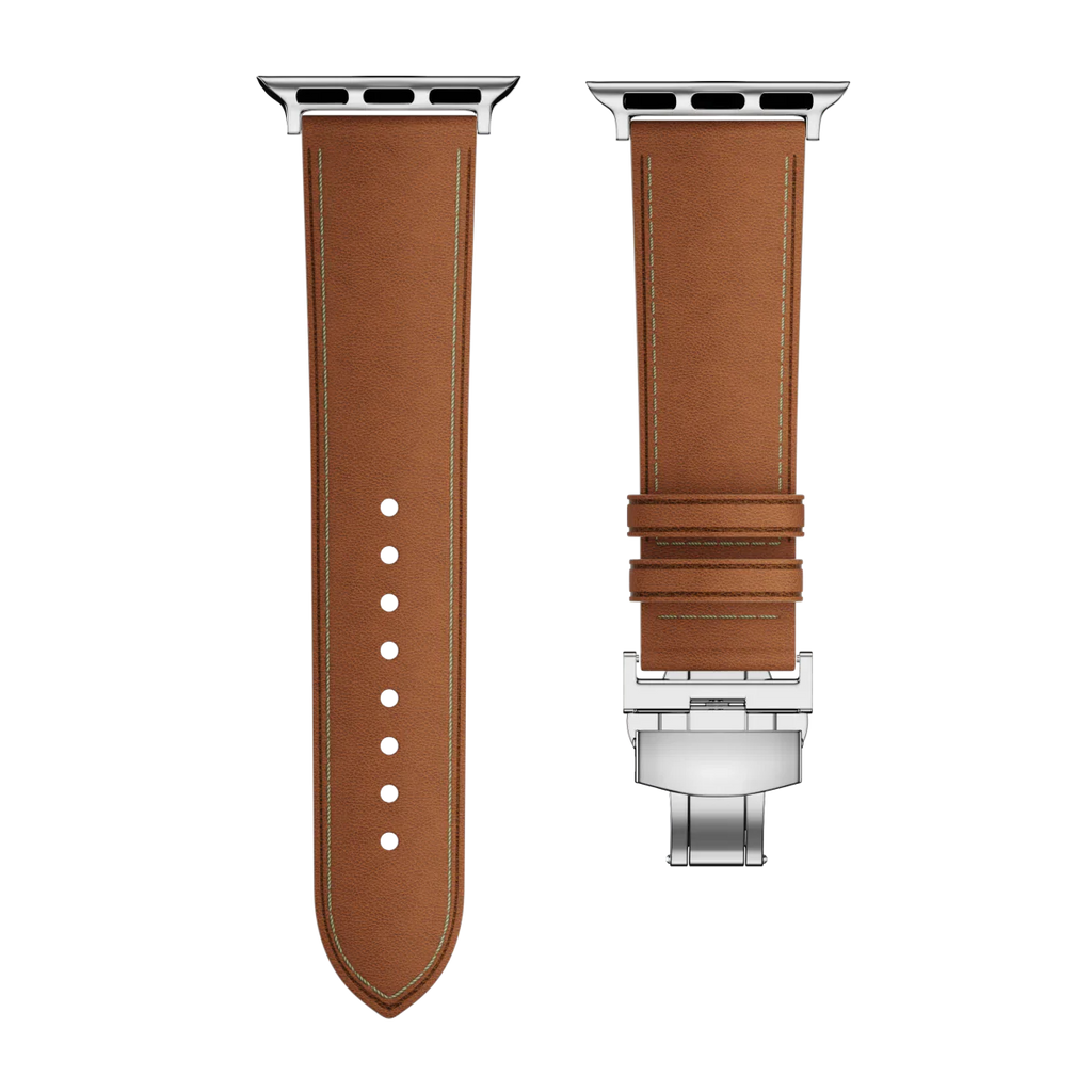 Avelon leren horlogeband voor Apple Watch, vlindersluiting gesp
