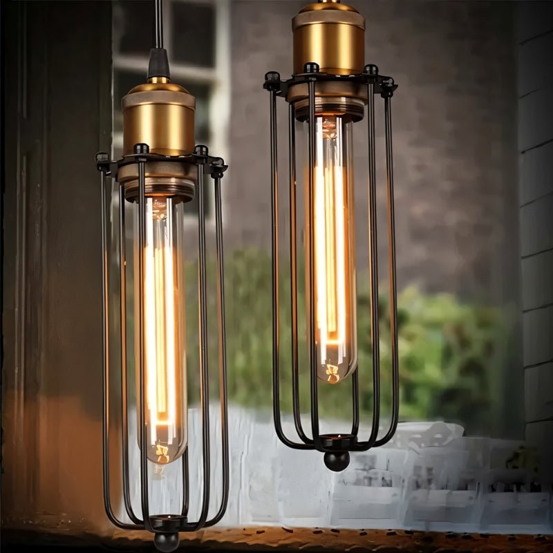 ForgeFrame ipari ketrec függeszték lámpa látható Edison izzókkal  