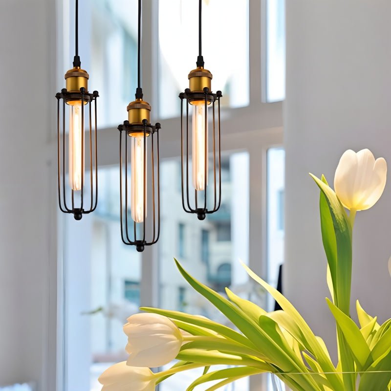ForgeFrame ipari ketrec függeszték lámpa látható Edison izzókkal  