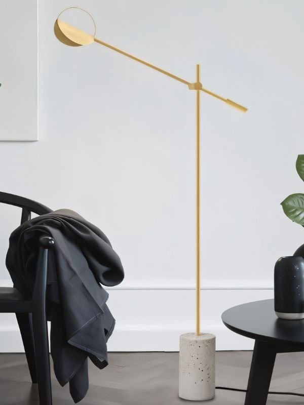 Terra Disc Sculpted Floor Lamp With Adjustable Arm And Disc Shade