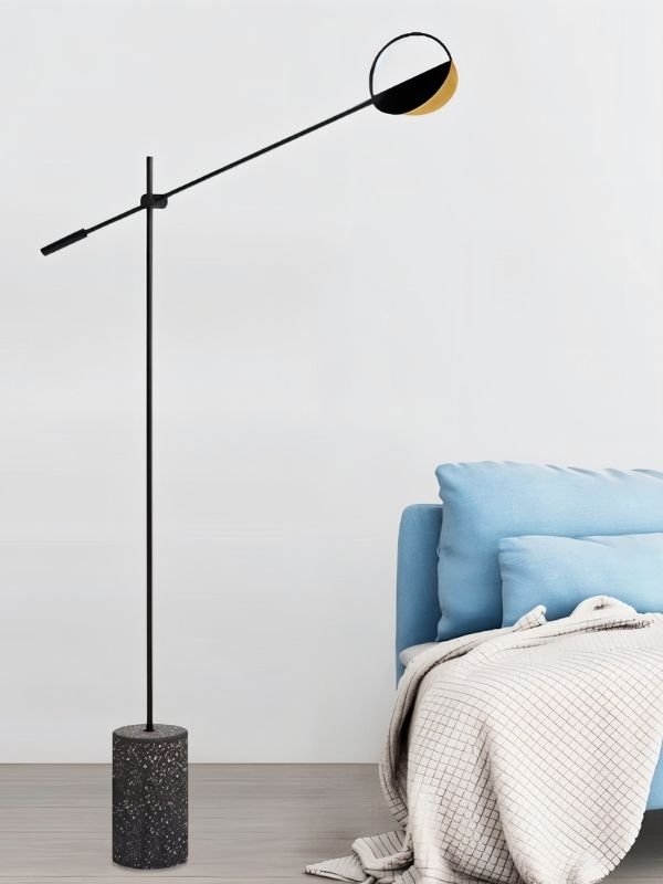 Terra Disc Sculpted Floor Lamp With Adjustable Arm And Disc Shade