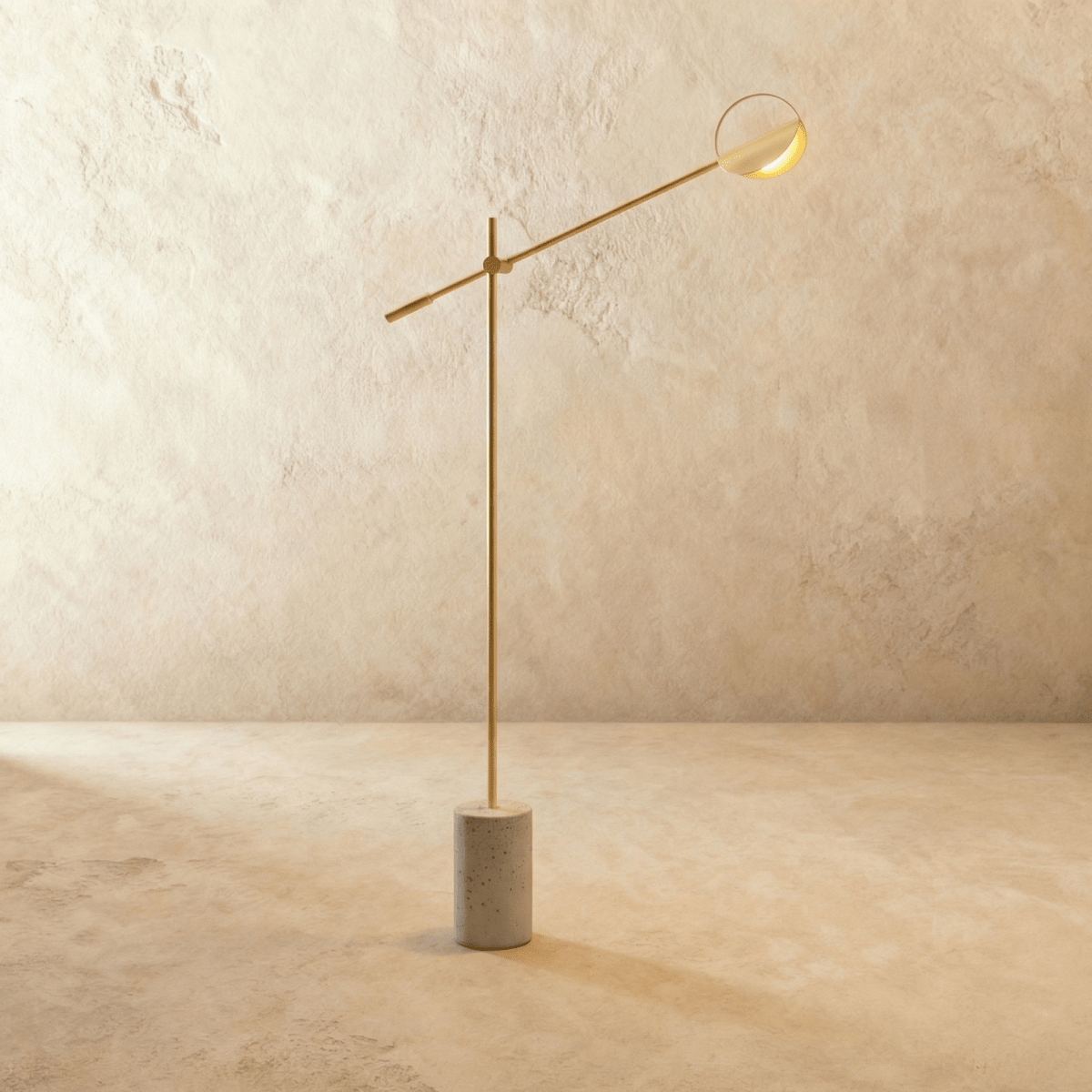 Terra Disc Sculpted Floor Lamp With Adjustable Arm And Disc Shade