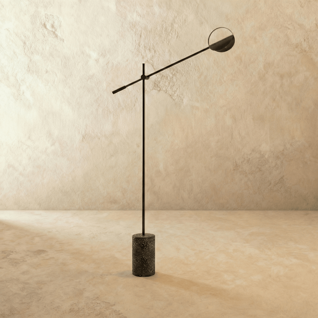 Terra Disc Sculpted Floor Lamp With Adjustable Arm And Disc Shade