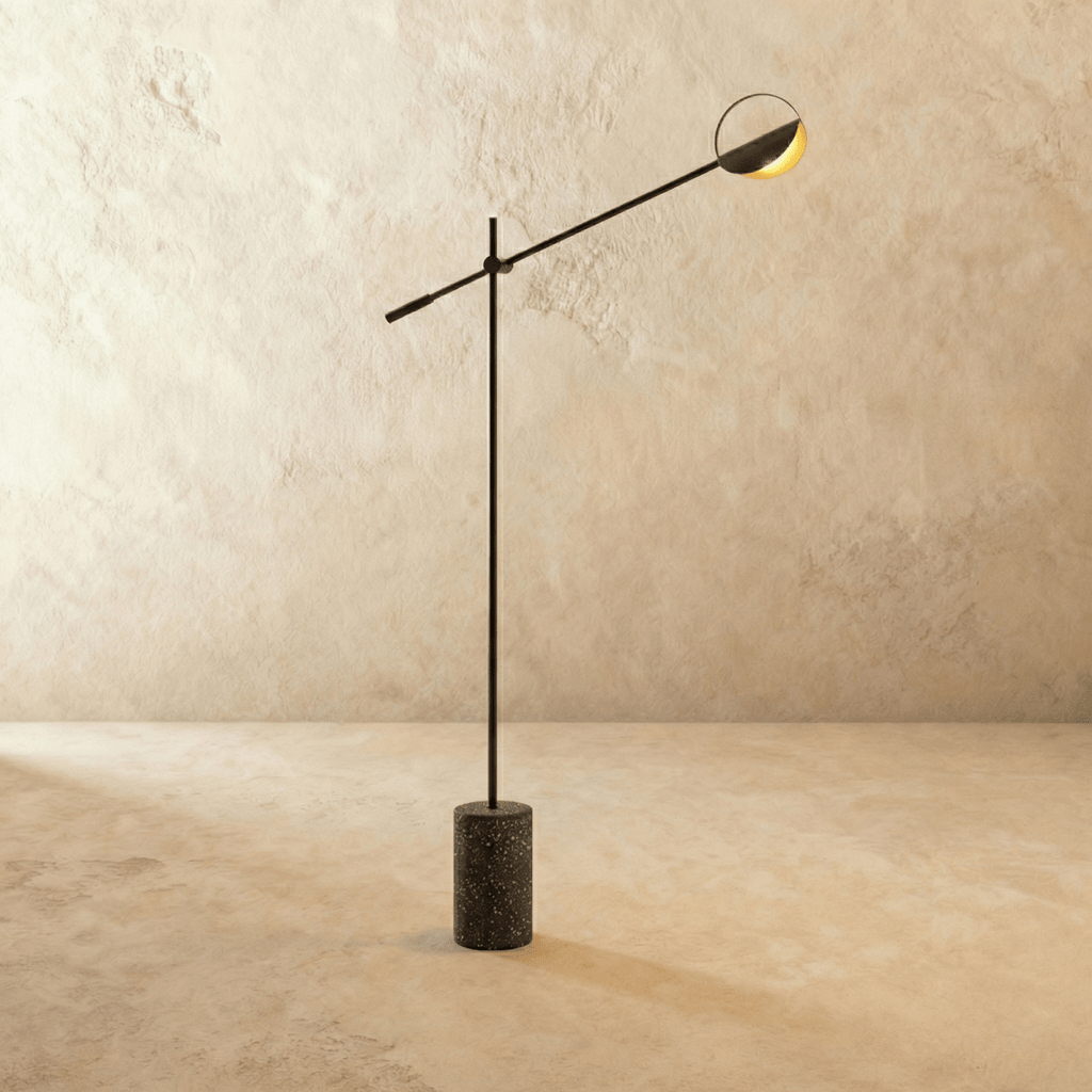 Terra Disc Sculpted Floor Lamp With Adjustable Arm And Disc Shade