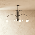 Aurora Arc Opal Glass Chandelier In Iron Frame Art Deco Glow