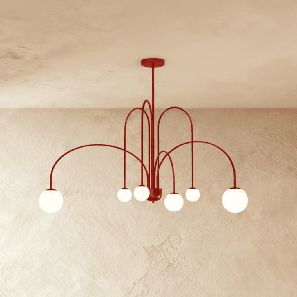 Aurora Arc Opal Glass Chandelier In Iron Frame Art Deco Glow