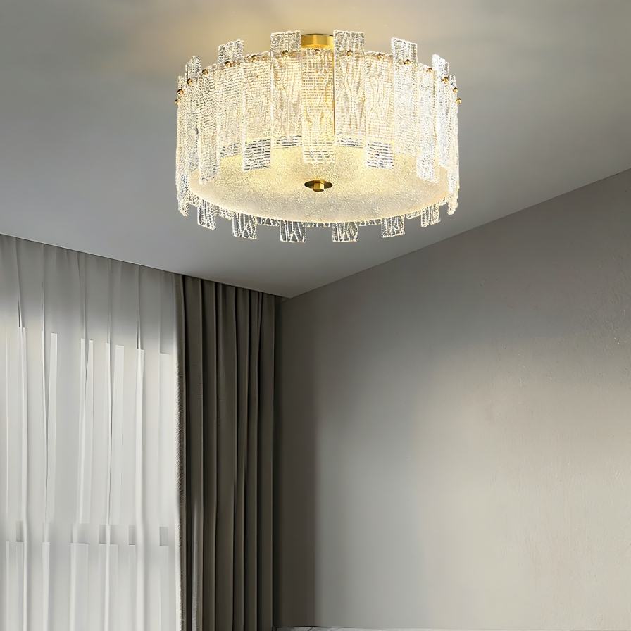 CopperLumen üveg halo mennyezeti lámpa texturált panelekkel és félig beépíthető kivitelben