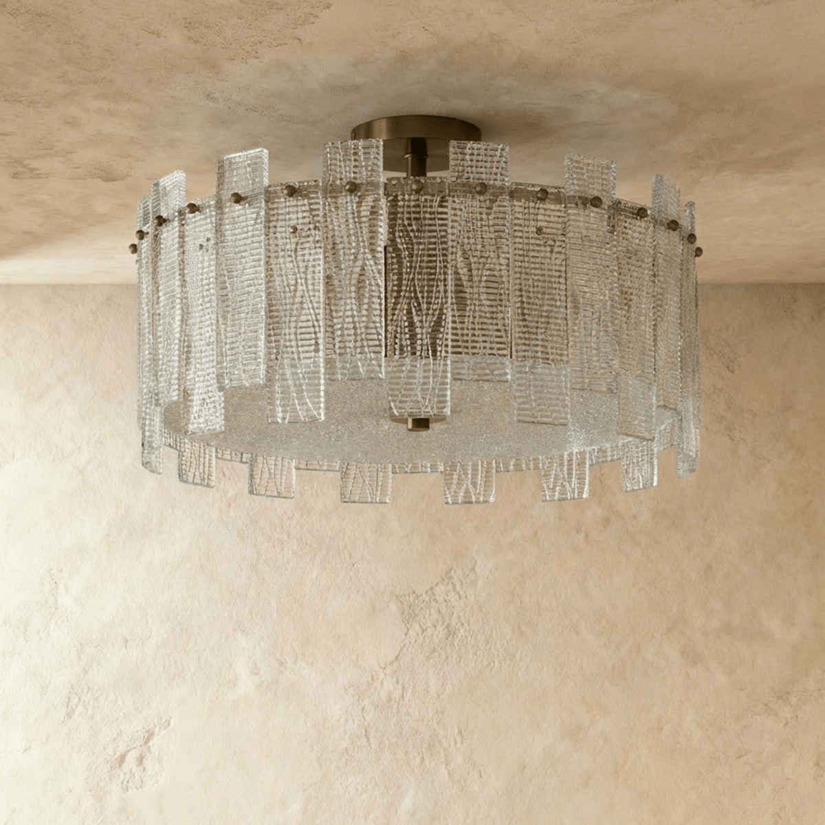 CopperLumen üveg halo mennyezeti lámpa texturált panelekkel és félig beépíthető kivitelben