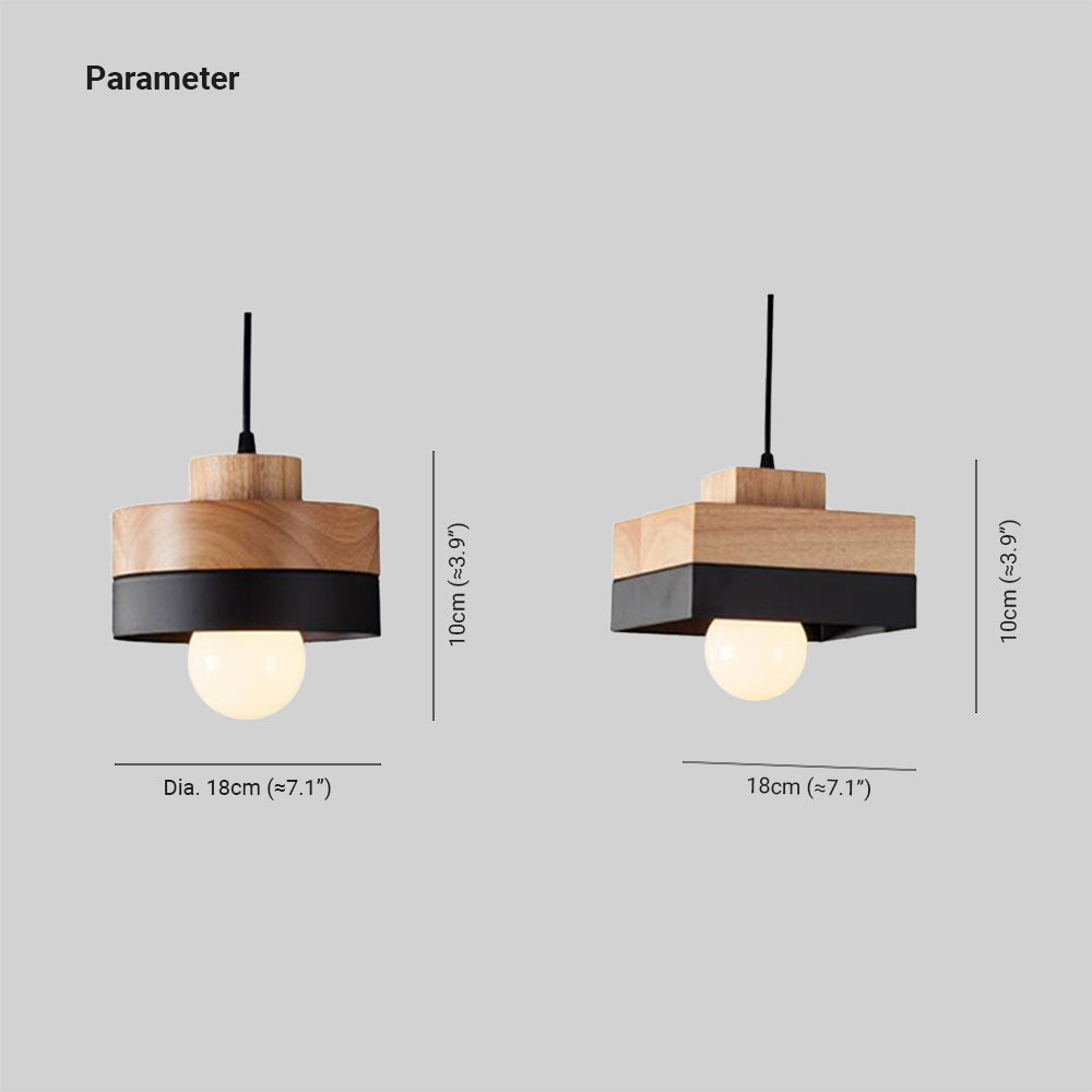 Aria Minimalist Black & White Wood Geometric Pendant Light | Fioriscas