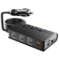 Samochodowa ładowarka NovaCharge 180 W z funkcją szybkiego ładowania, portami USB i gniazdem zapalniczki