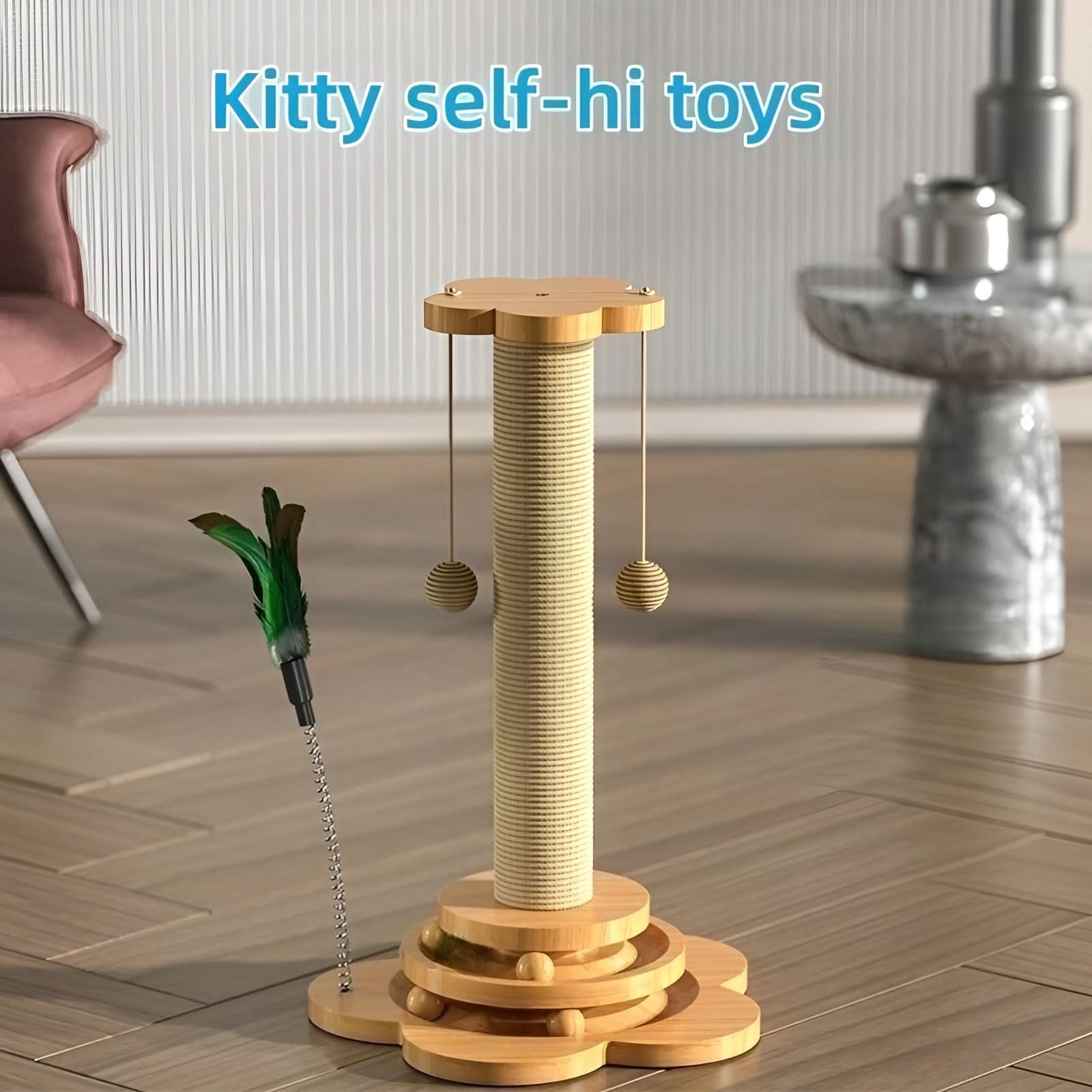 Jouet naturel pour chat en bois pour jeu instinctif - Fioriscas