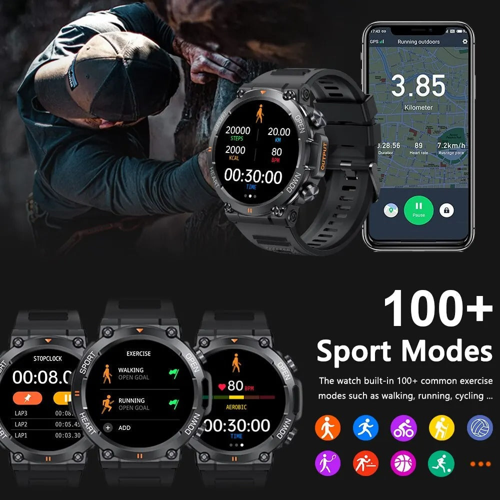 Rugged Outdoor Smart Watch With Round Touchscreen, FortisX Titan