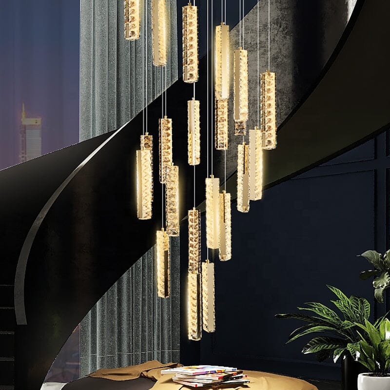 Crystal Chandelier With LED Lighting for Stairwells and Entryways, Orabella