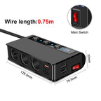 Samochodowa ładowarka NovaCharge 180 W z funkcją szybkiego ładowania, portami USB i gniazdem zapalniczki