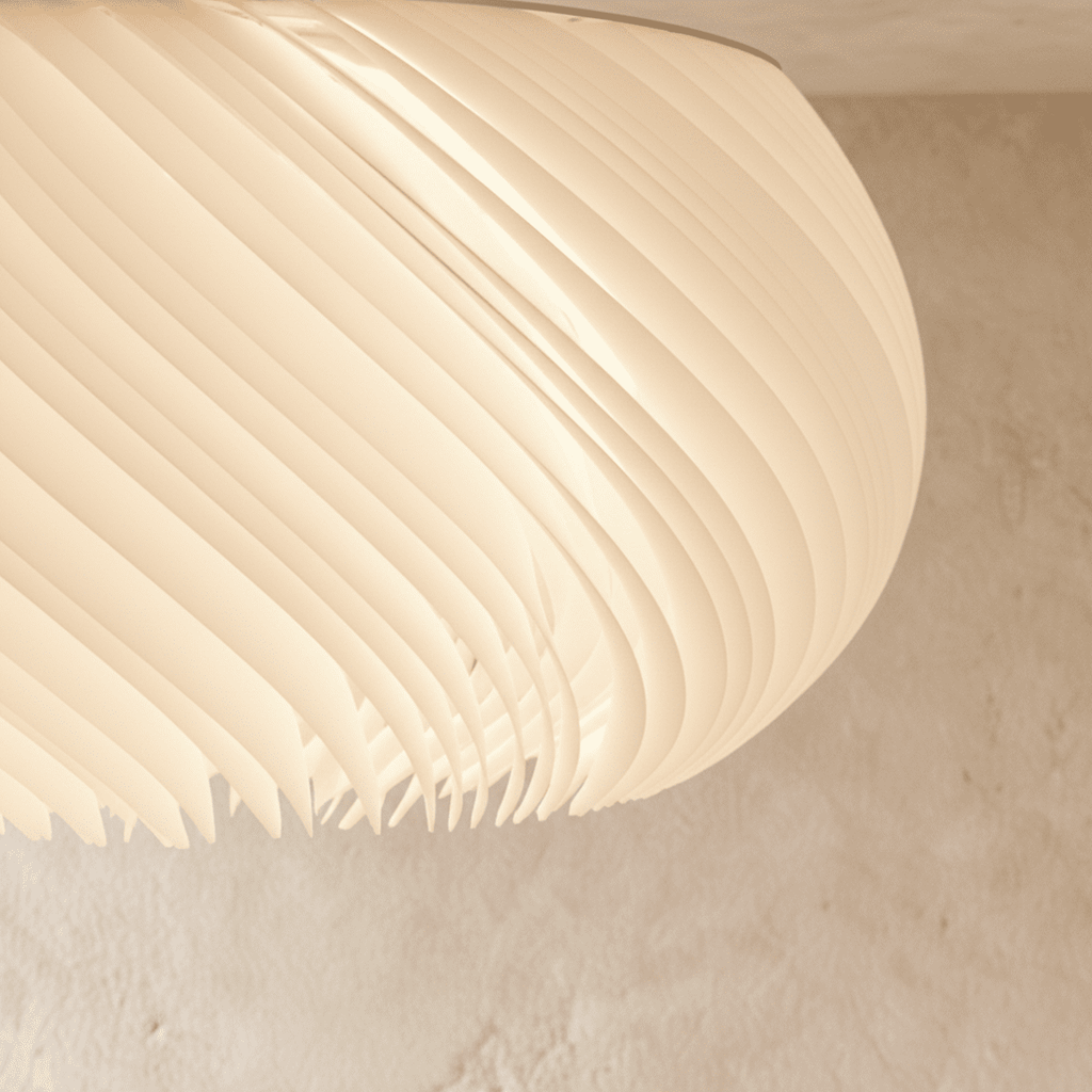 Aurelia Wave Chandelier With White Acrylic Shade And Parchment Glow