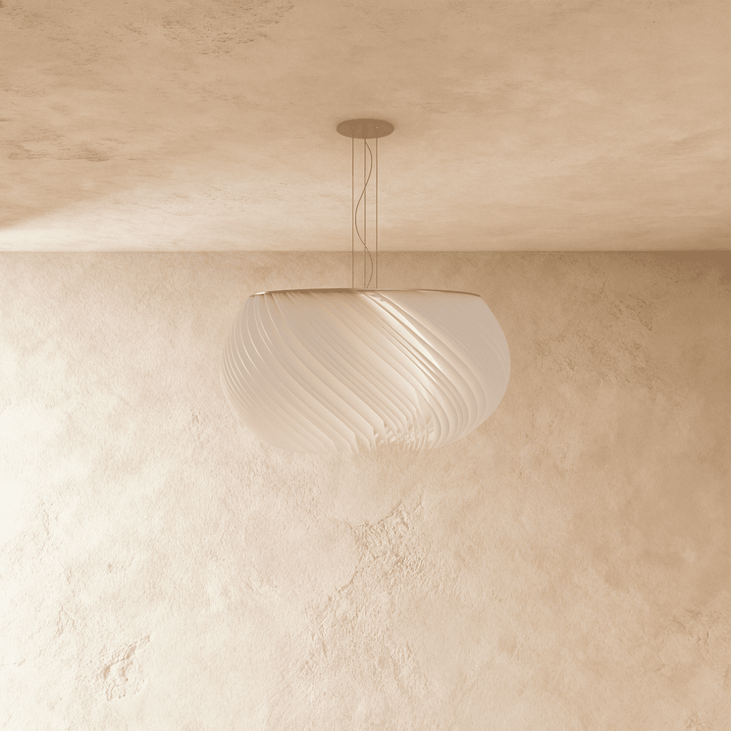 Aurelia Wave Chandelier With White Acrylic Shade And Parchment Glow