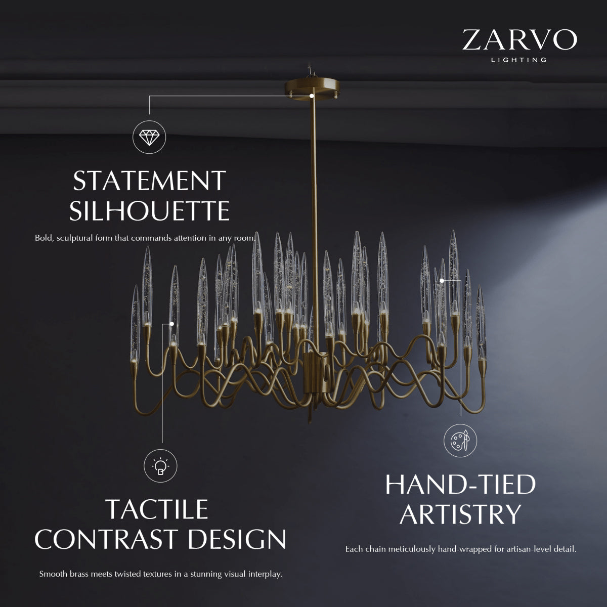 NovaLume Bubble Glass Chandelier in Gold or Silver Finish