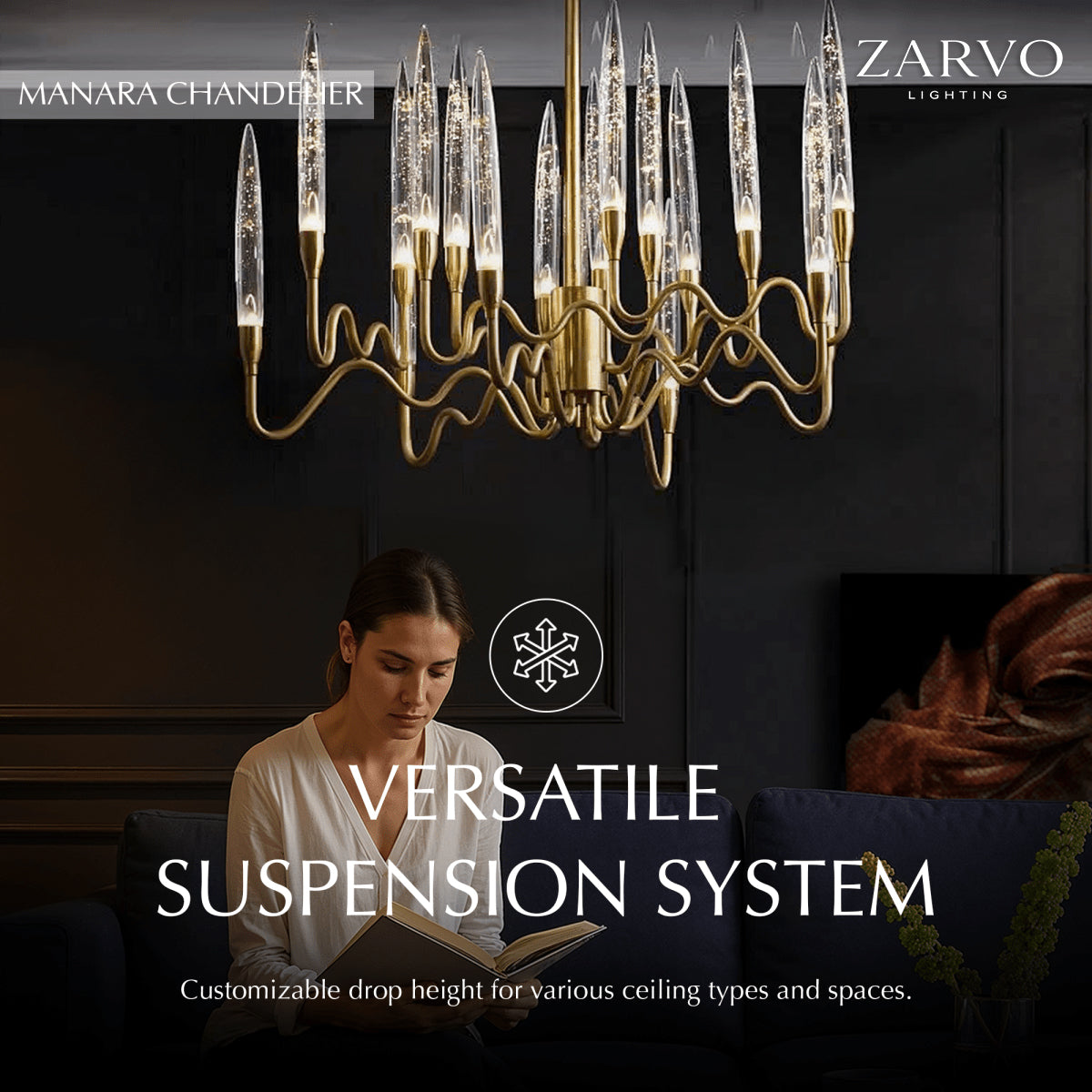 NovaLume Bubble Glass Chandelier in Gold or Silver Finish
