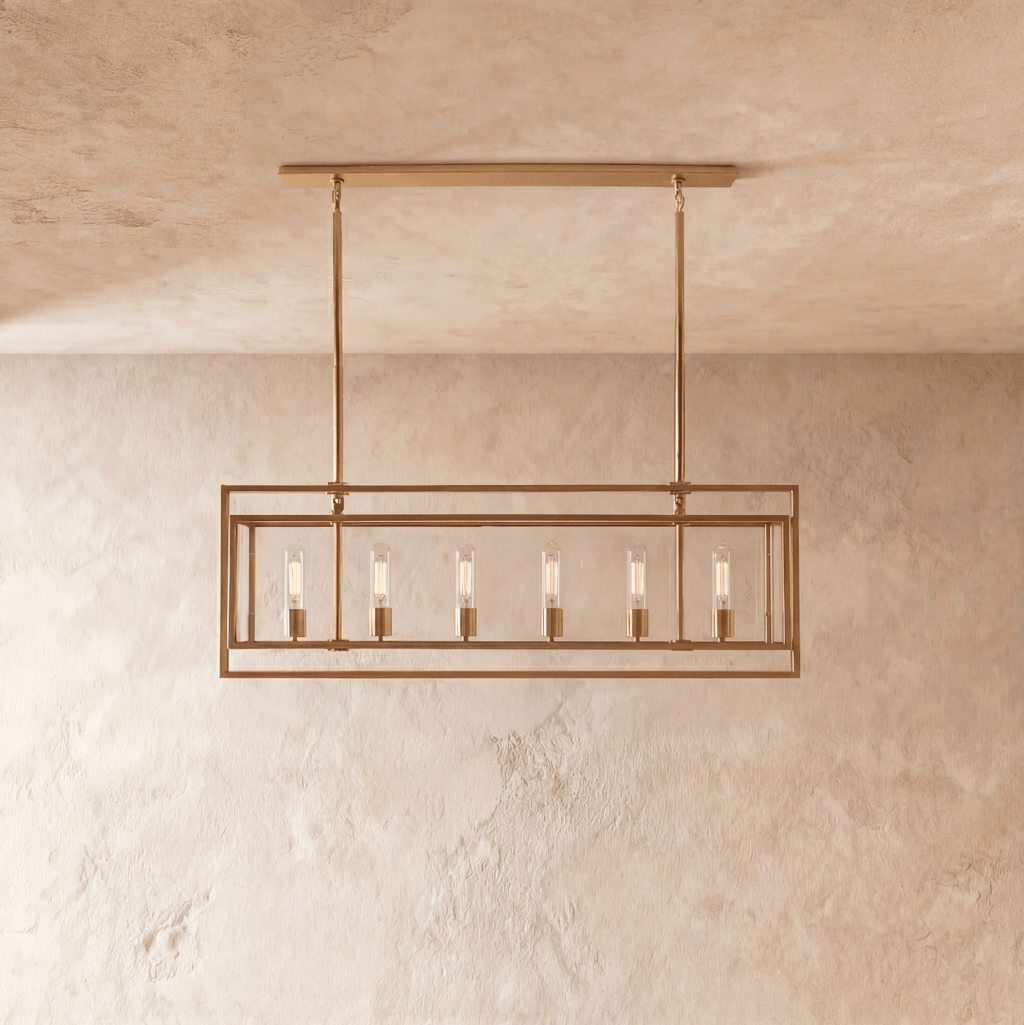 AeroLumen Linear Modern Lantern Chandelier With Floating Glass Panels