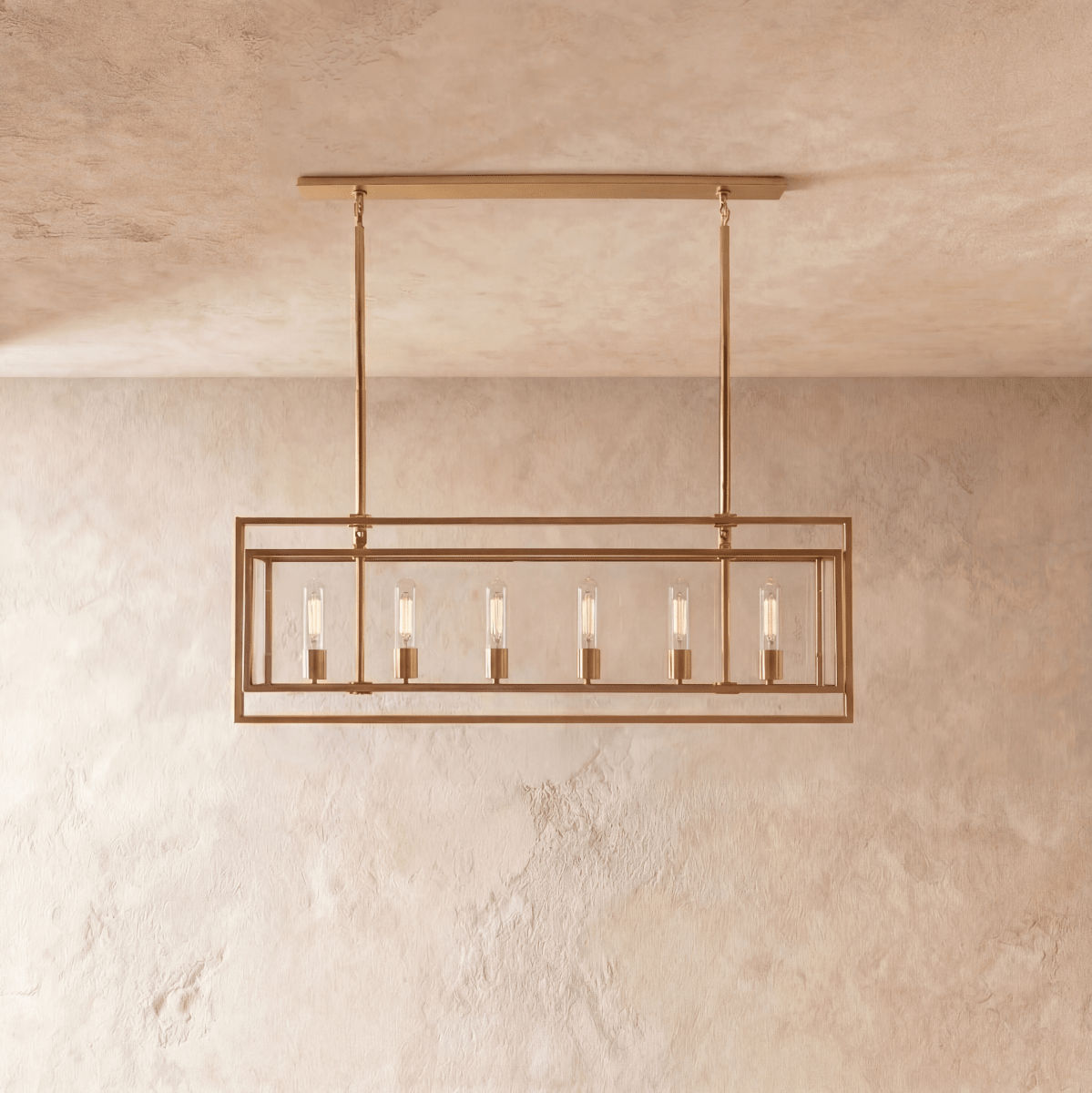 AeroLumen Linear Modern Lantern Chandelier With Floating Glass Panels
