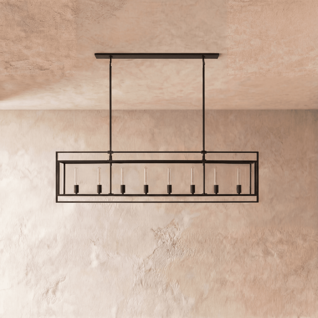 AeroLumen Linear Modern Lantern Chandelier With Floating Glass Panels