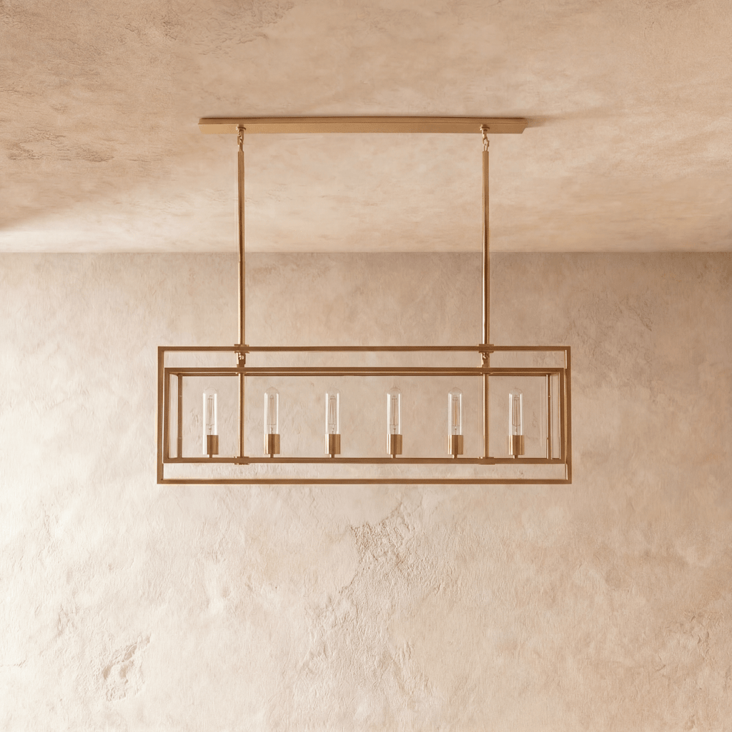 AeroLumen Linear Modern Lantern Chandelier With Floating Glass Panels
