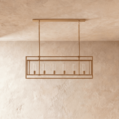 AeroLumen Linear Modern Lantern Chandelier With Floating Glass Panels