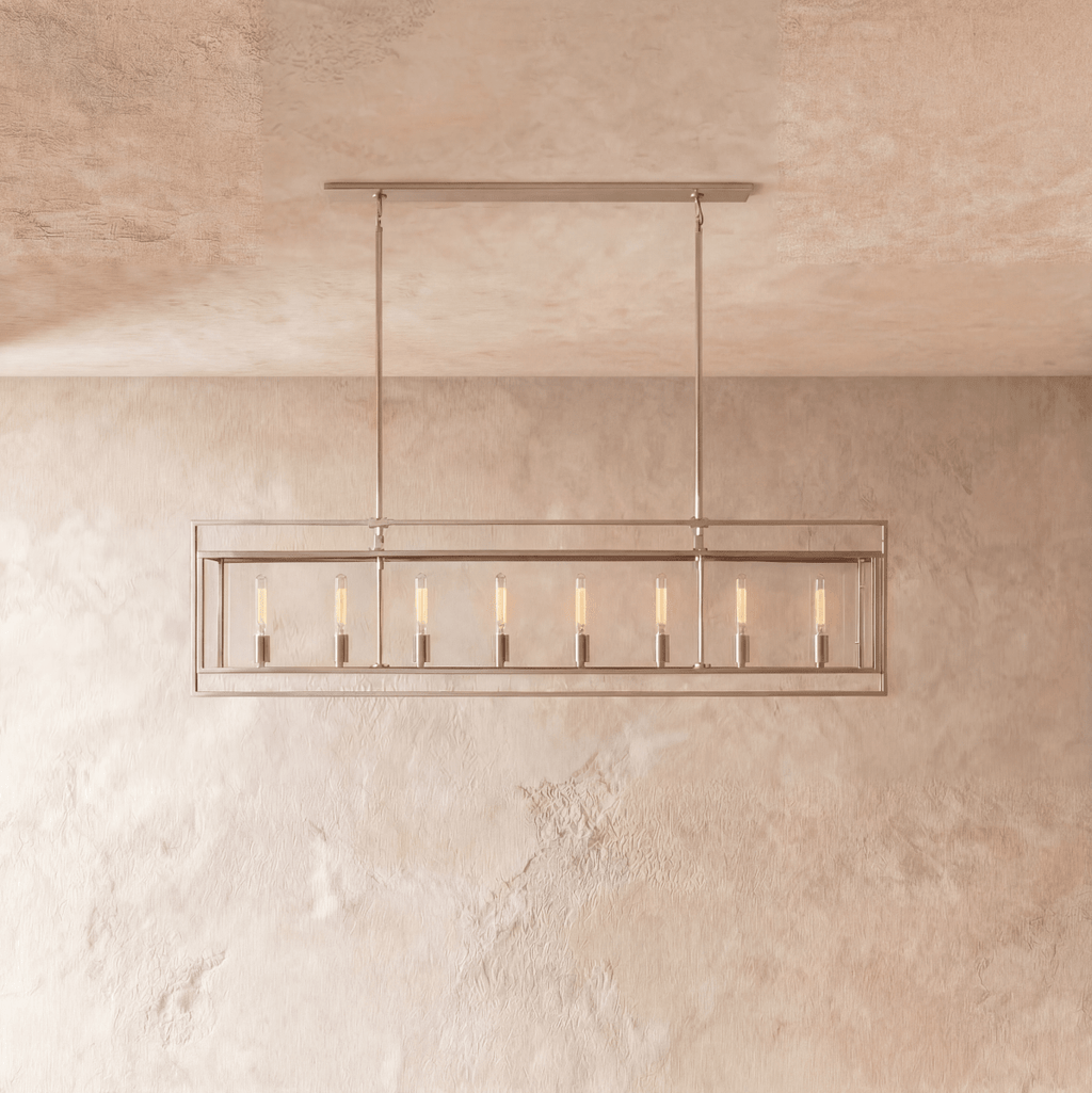 AeroLumen Linear Modern Lantern Chandelier With Floating Glass Panels
