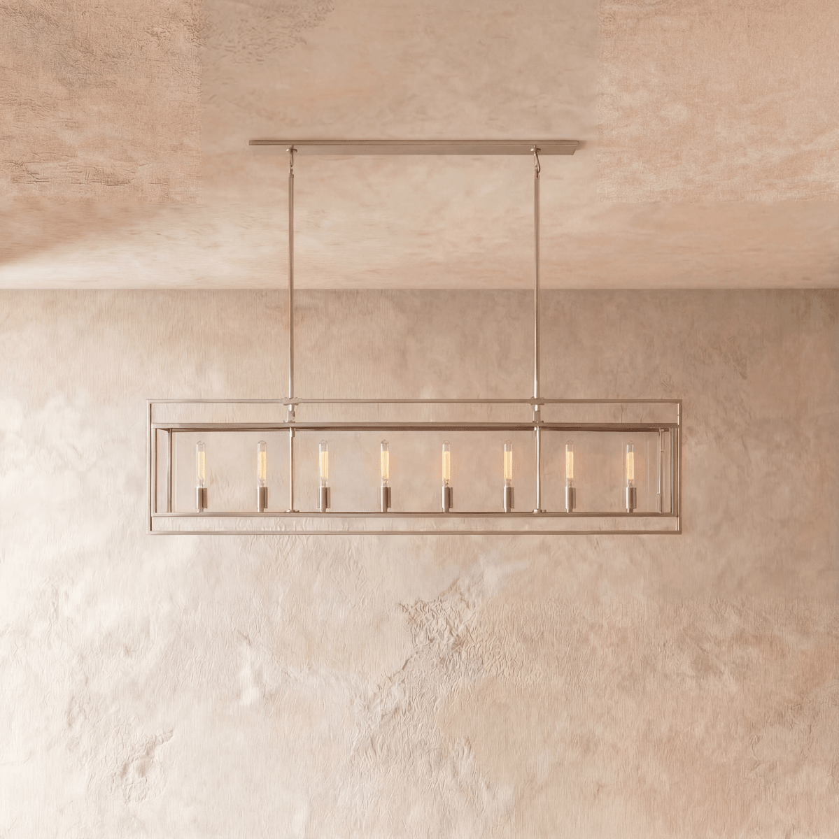 AeroLumen Linear Modern Lantern Chandelier With Floating Glass Panels